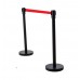 FixtureDisplays® Black/Red Crowd Control Stanchion Queue Barrier Post RED Strap 78